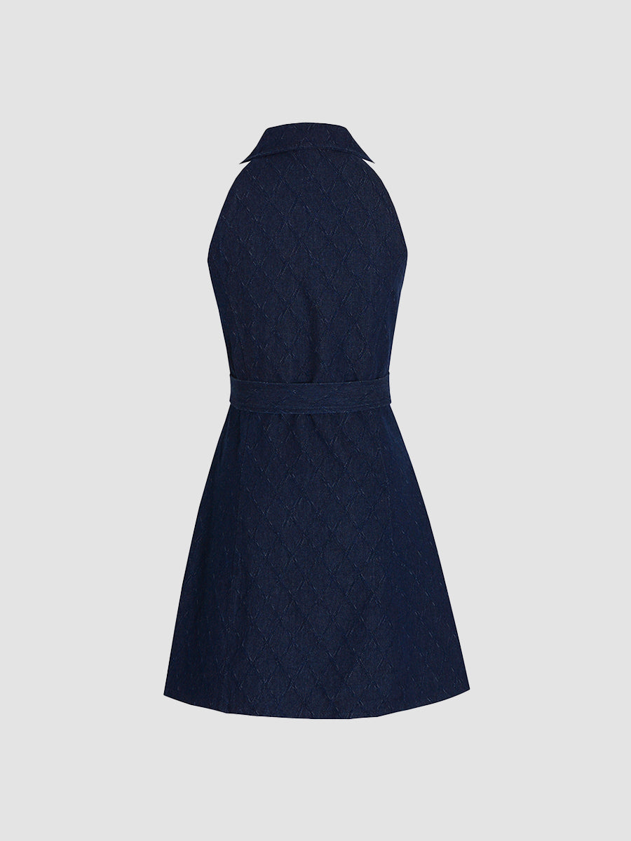 Dark Blue Denim Sleeveless Dress