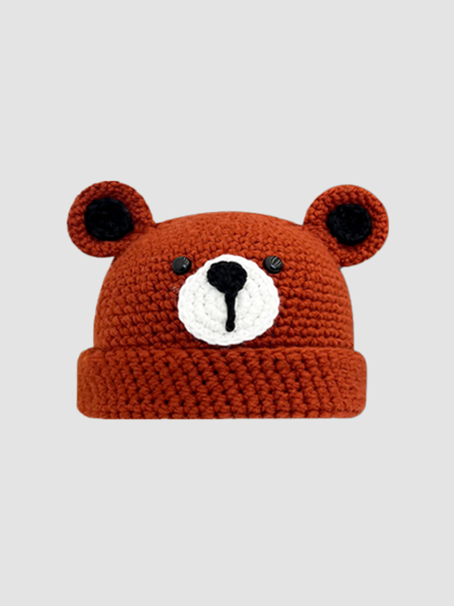 Cute Bear Hand-made Crochet Woolen Hat