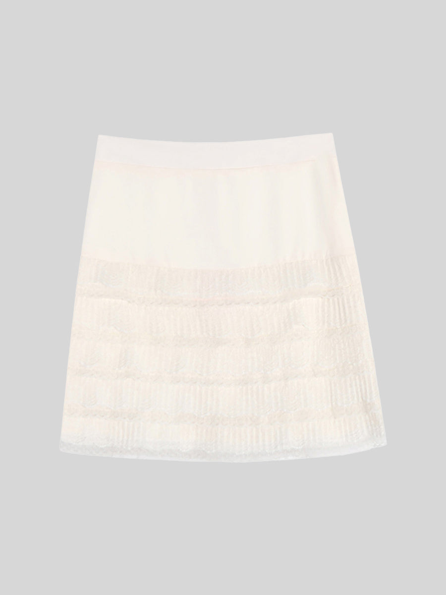 Velvet Top & Lace Skirt Two-Piece Set