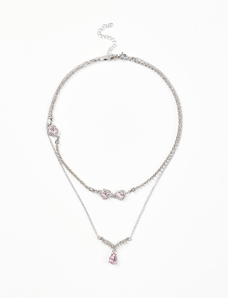 Crystal Heart Double Layer Necklace