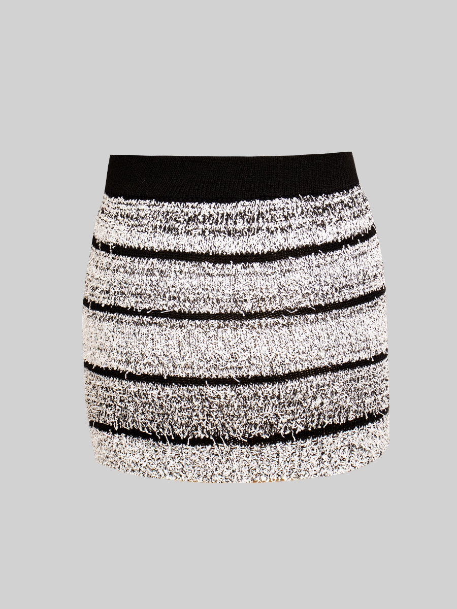 Vintage Wool Striped Slim Skirt