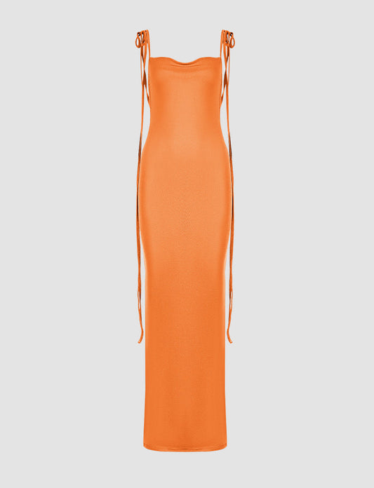 Solid Backless Cami Dress