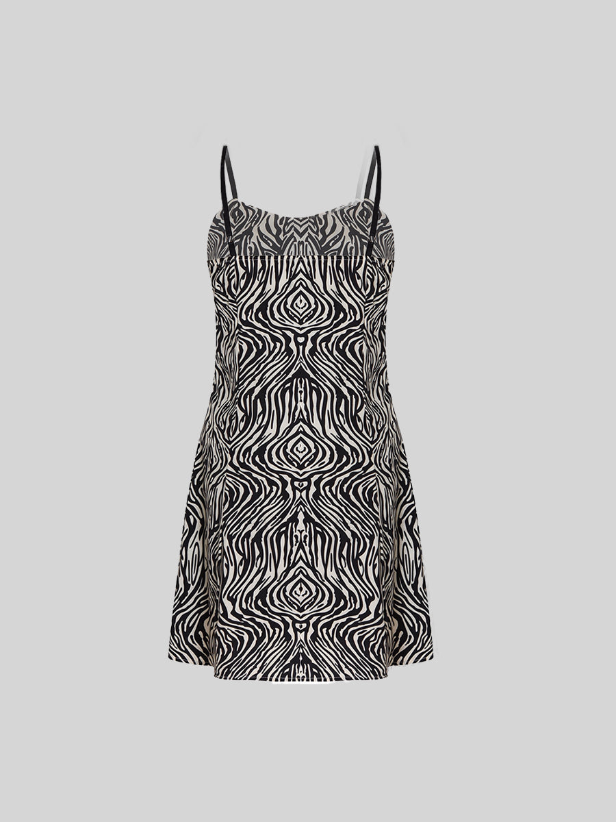 Leopard Print Halter Black Dress