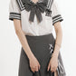 Sailor Collar Shirt with Bow Tie + Tie Skirt Set