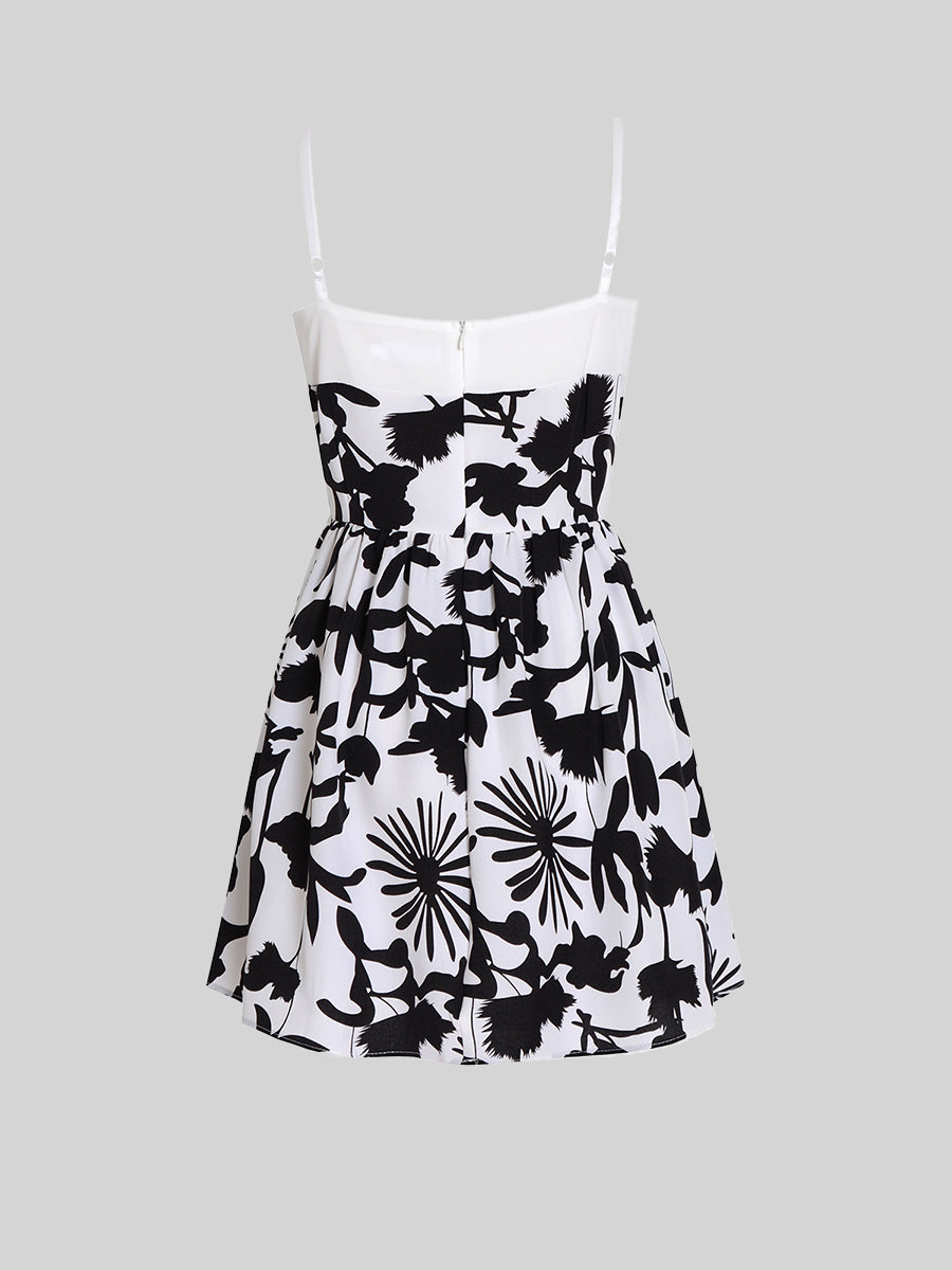 Bow Black And White Halter Dress