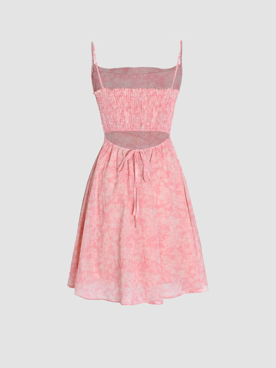 Chiffon Floral Printed Pink Dress