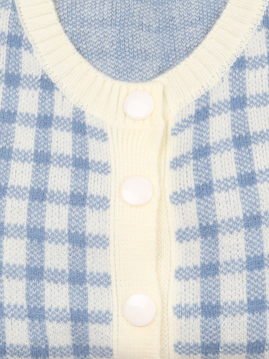 Checkerboard Knitted Cardigan