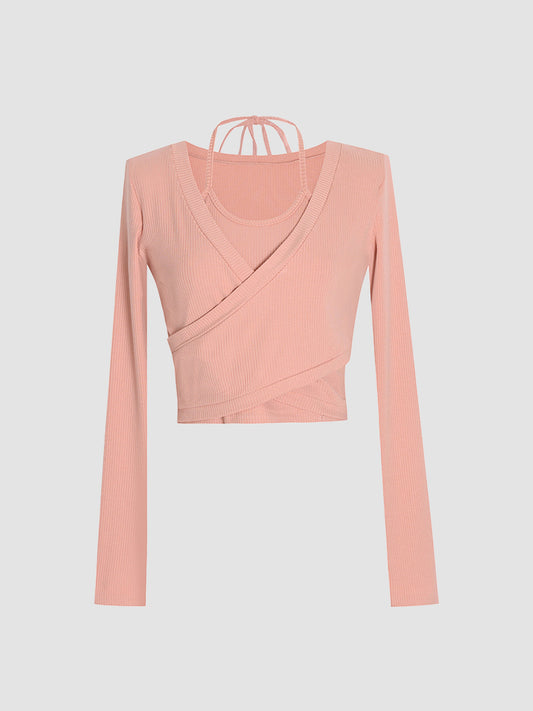 Pink Knit Striped Top