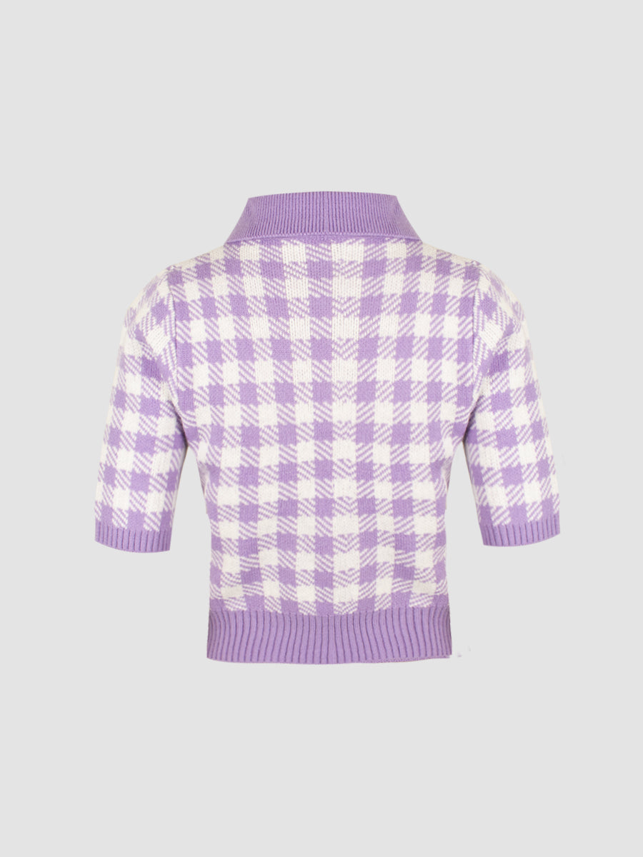 Plaid Floral Button Top