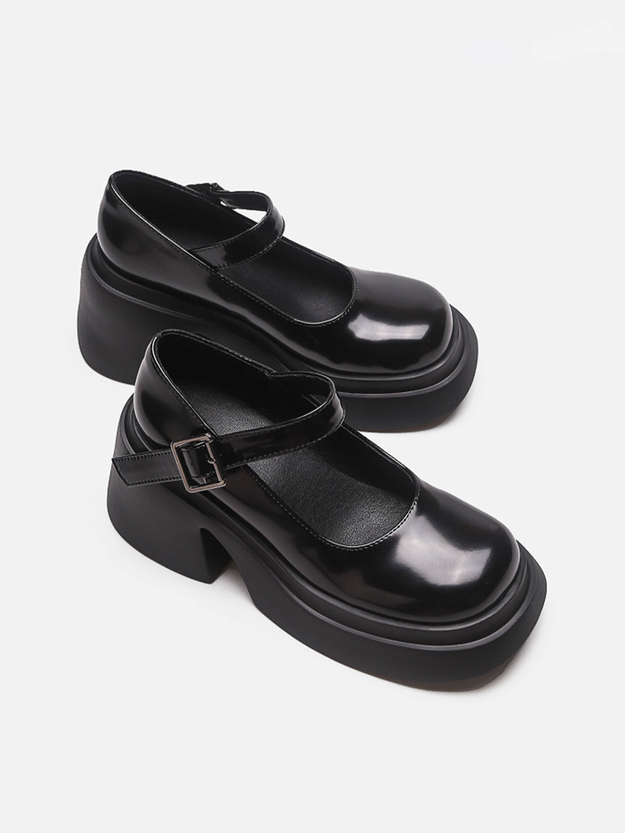 Solid Color Ankle Strap Platform Pumps