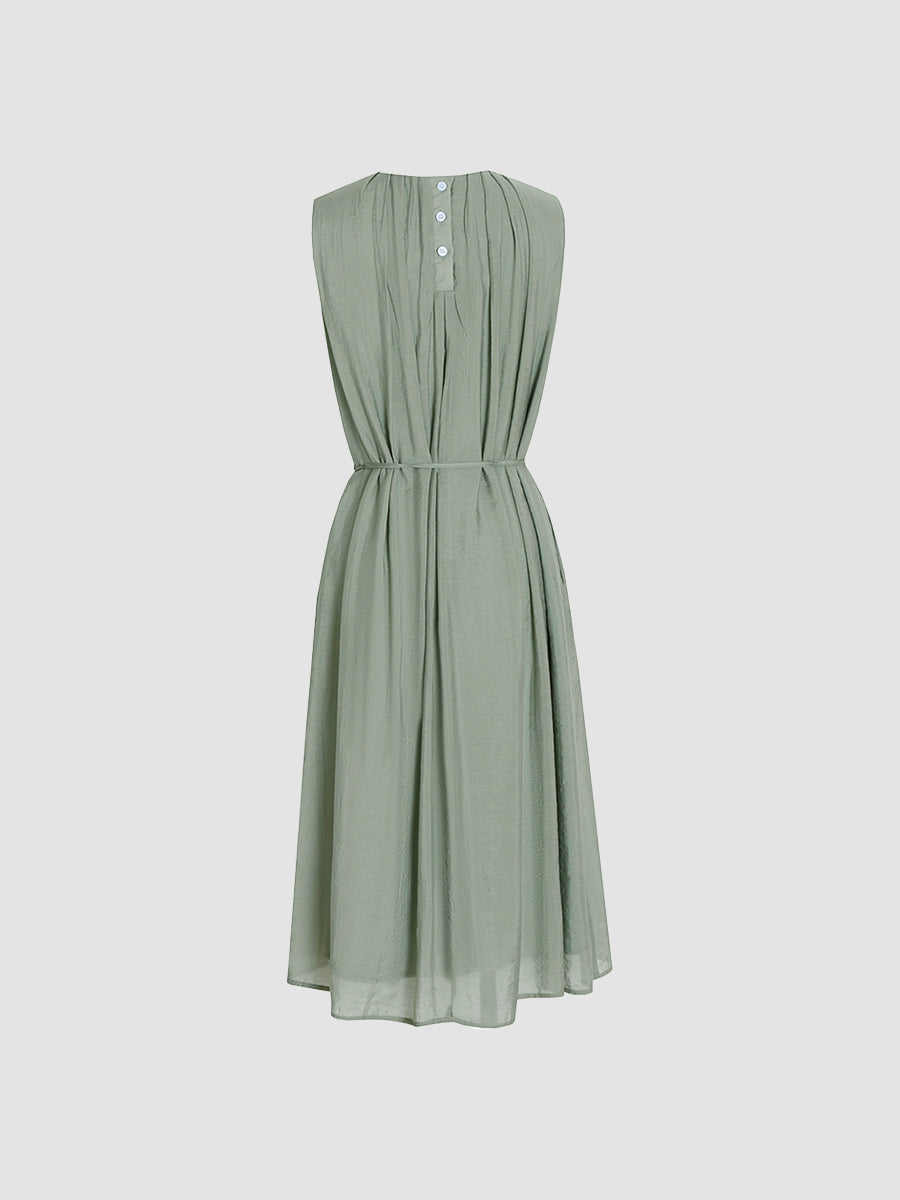 Gentle Sleeveless Green Midi Dress