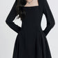 Black Square Collar Fluffy Dress