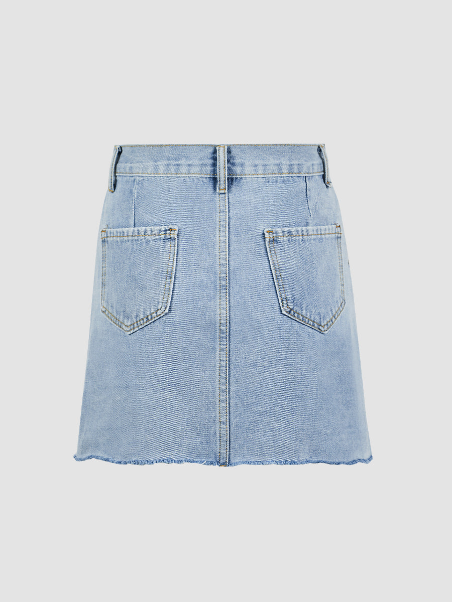 Denim Slim Fit Irregular Skirt