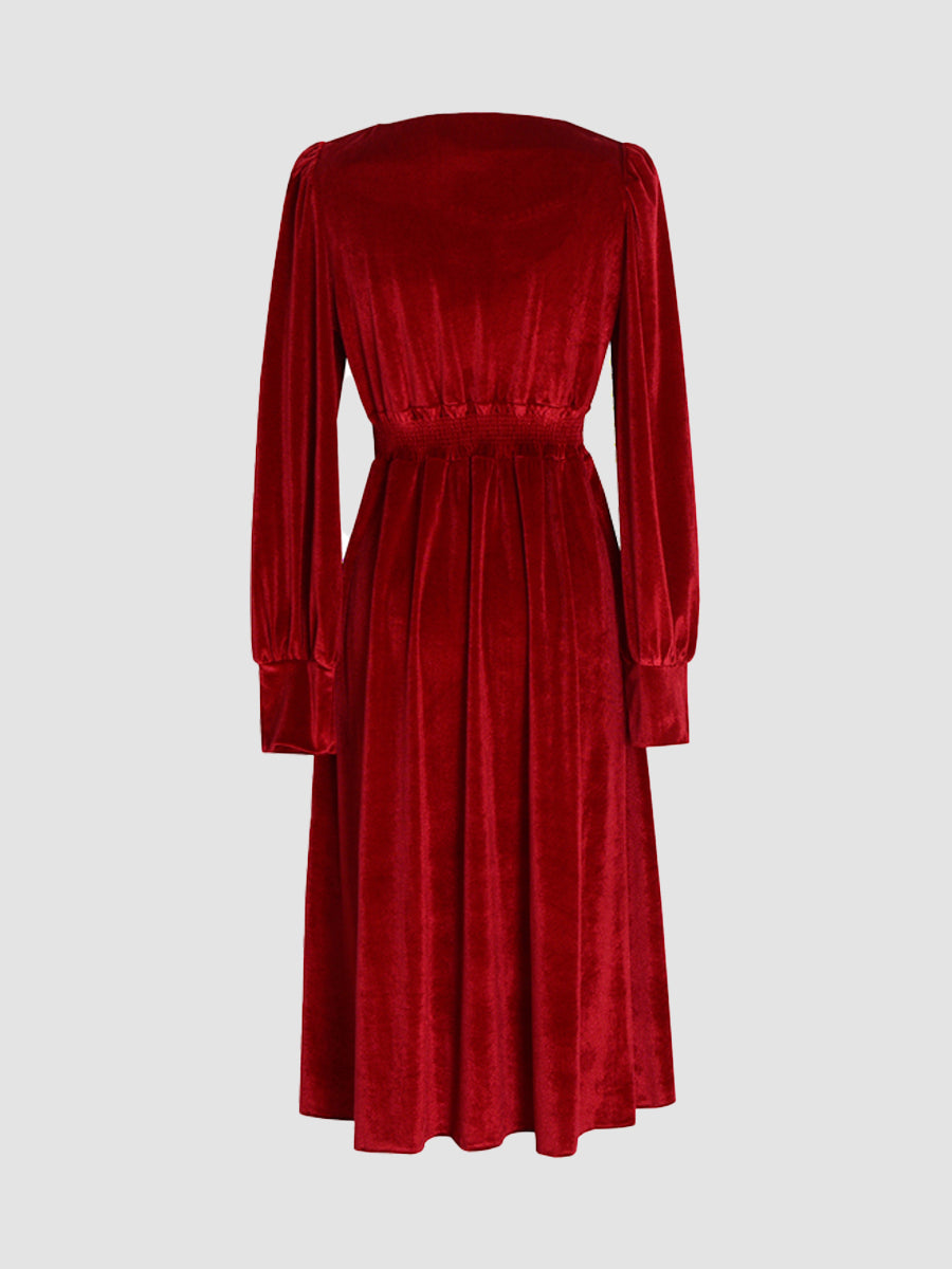 Vintage Red Velvet Long Dress