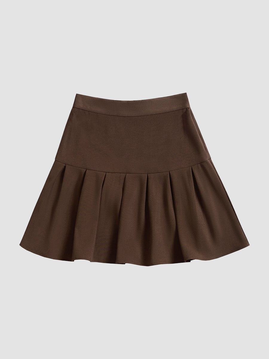 Belt Chain Pleated Mini Skirt