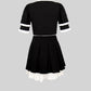 Black JK Double Breasted Short Sleeve Top&Pleated Skirt