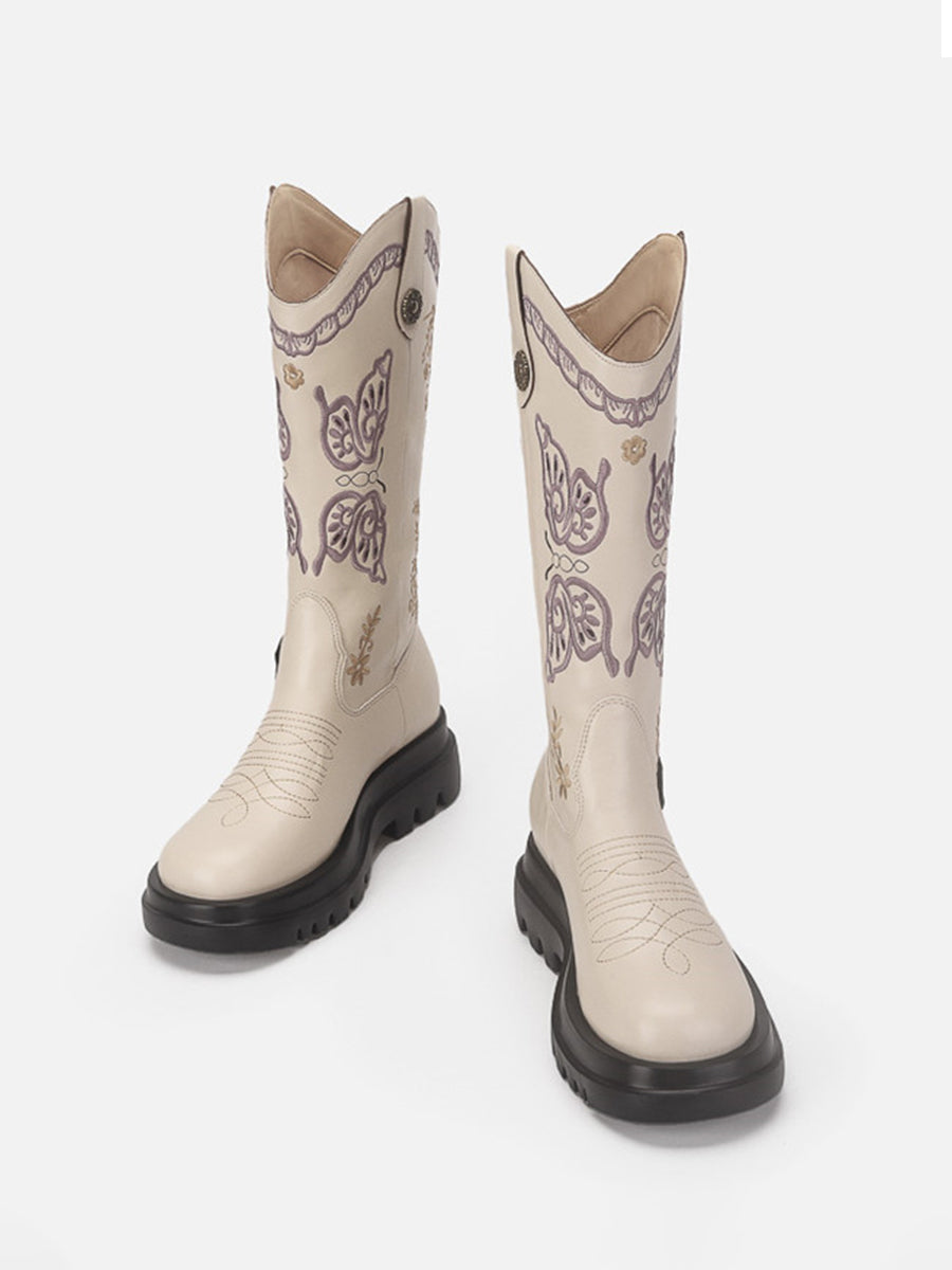 Stitching Embroidered Butterfly Boots