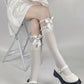 Velvet Lace Bow JK Thigh High Socks