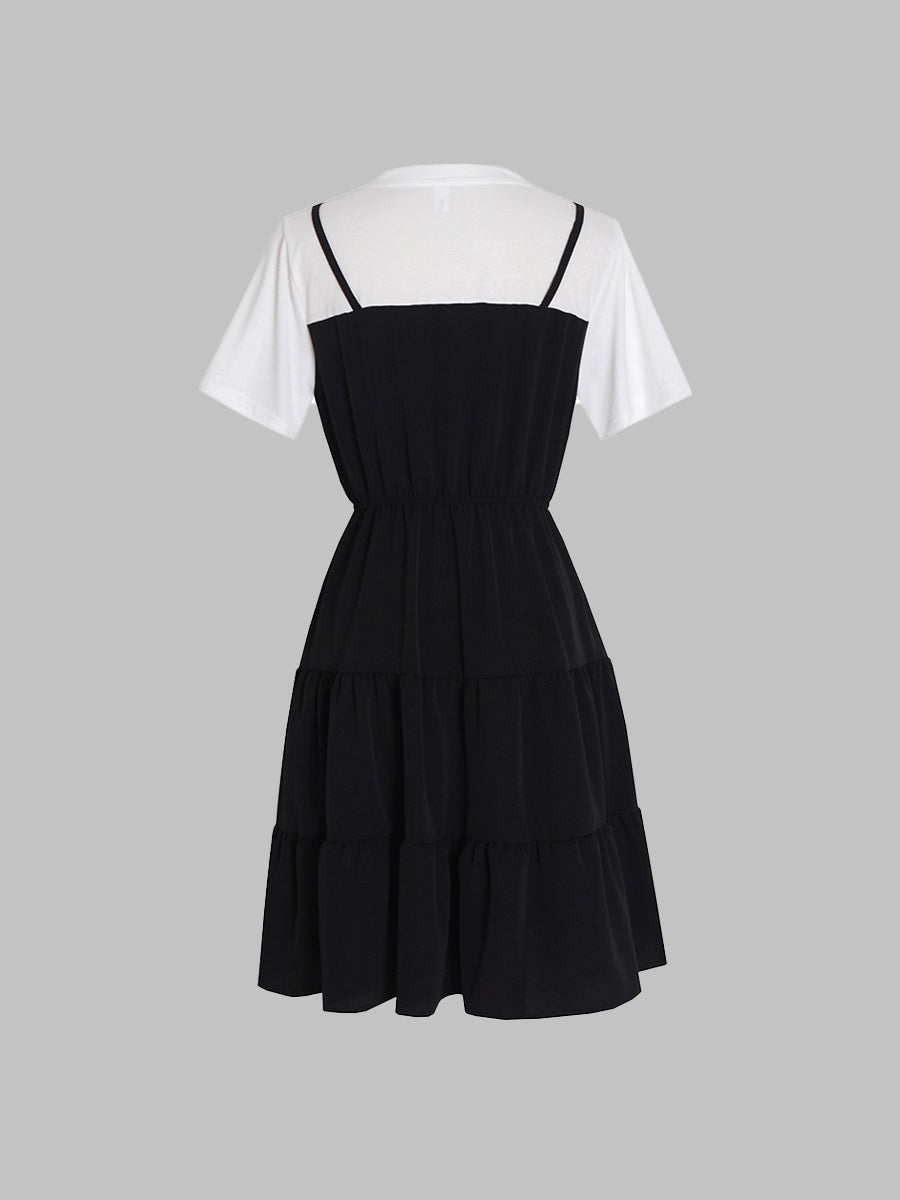 Black And White Patchwork Cake Dress