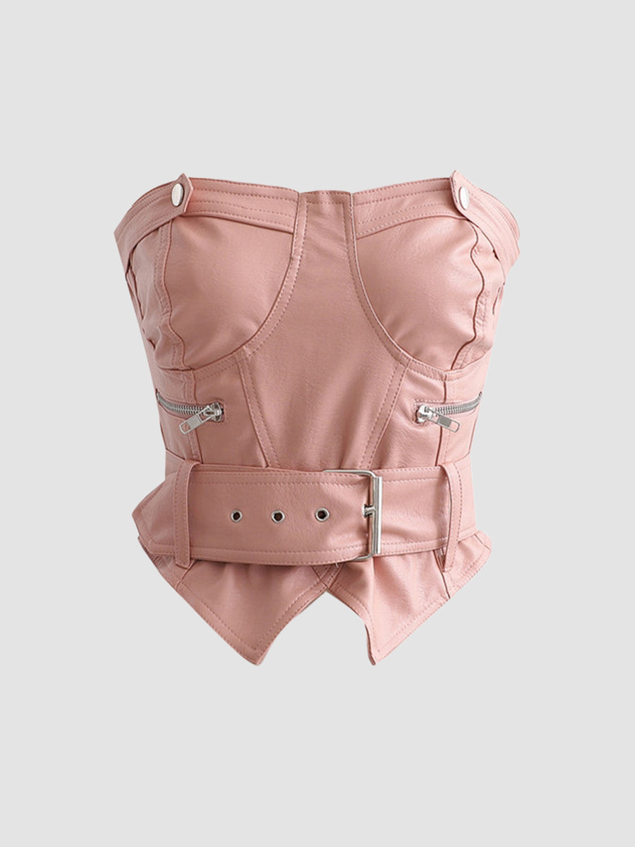 PU Leather Slim Fit Bralette Top