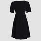 Black Jacquard Square Neck Dress