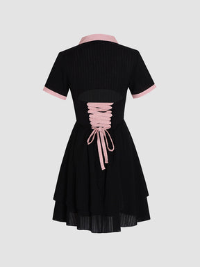 Knitted Polo Black And Pink Cake Dress