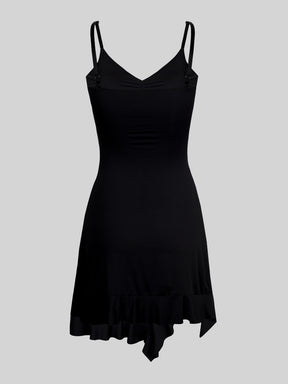 Black Hem Split Silky Dress