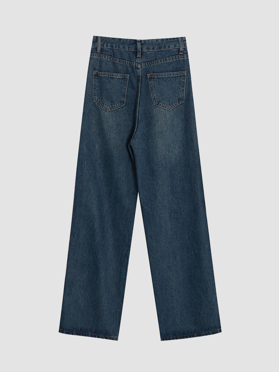Drawstring Straight Leg Jeans
