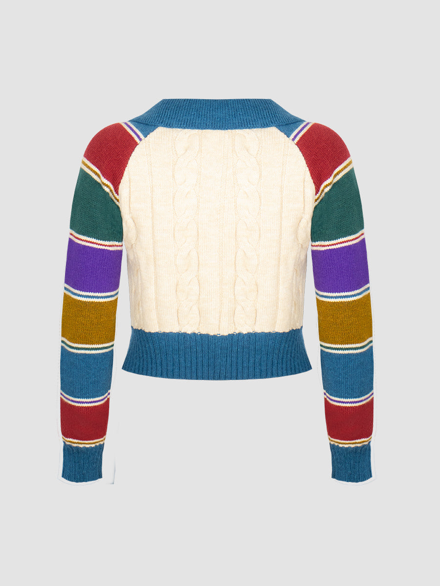 Rainbow Sleeve Knit Sweater