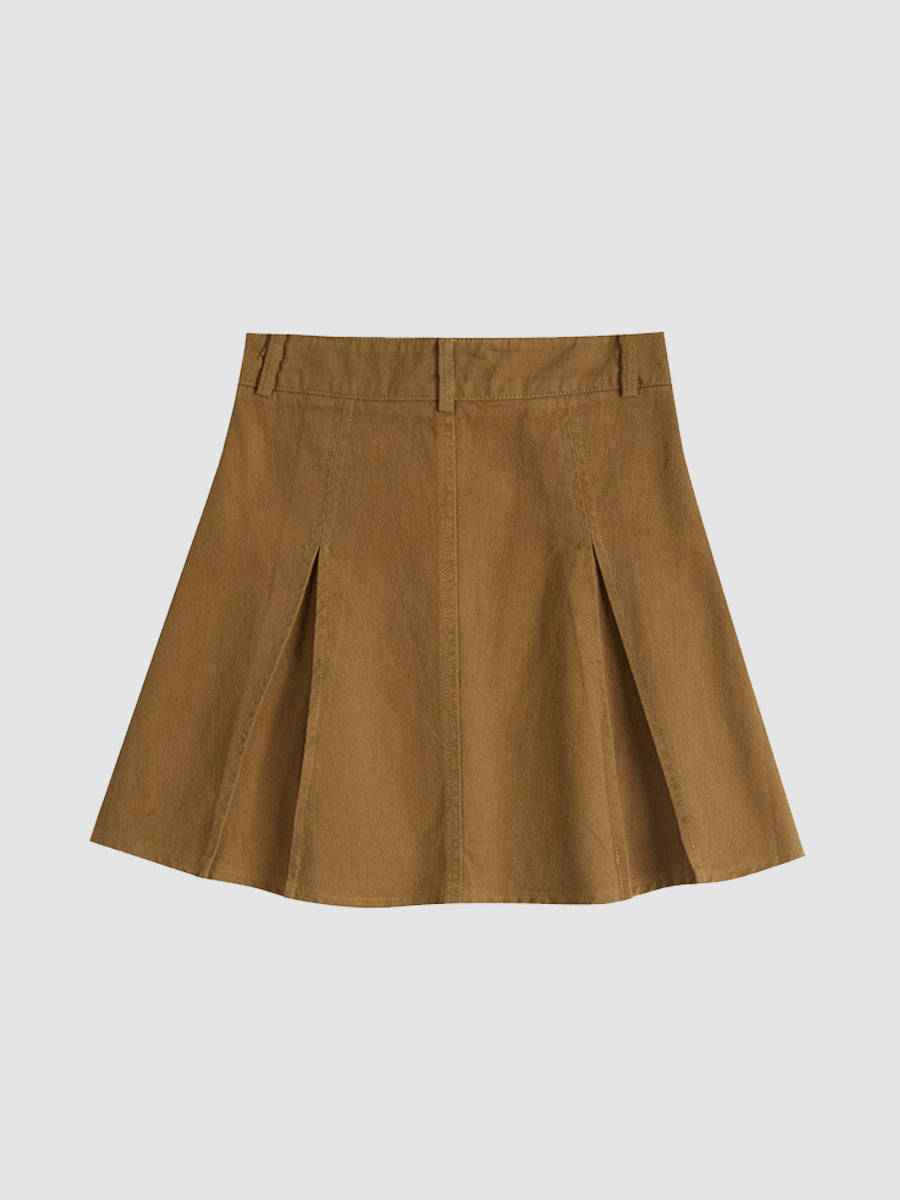 Solid Color Denim Skirt