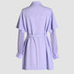 Purple Workwear Jacket Dress Zip Dress with Belt