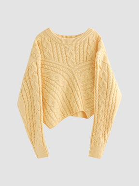 Solid Color Twist Knit Sweater