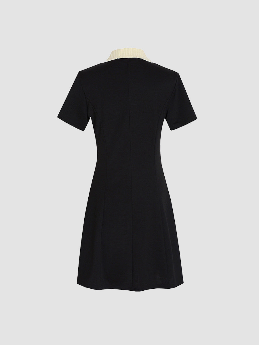 Polo Solid Color Patchwork Dress