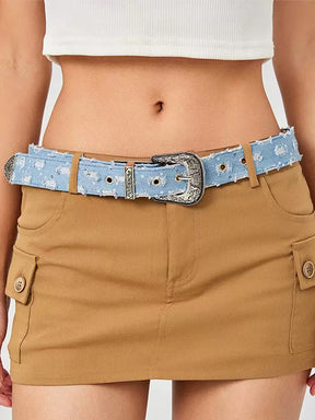 Denim Print Pin Buckle Belt