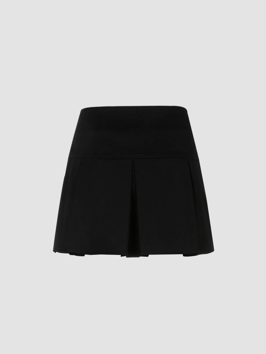 Leather Buckle Sexy Pleated Skirt