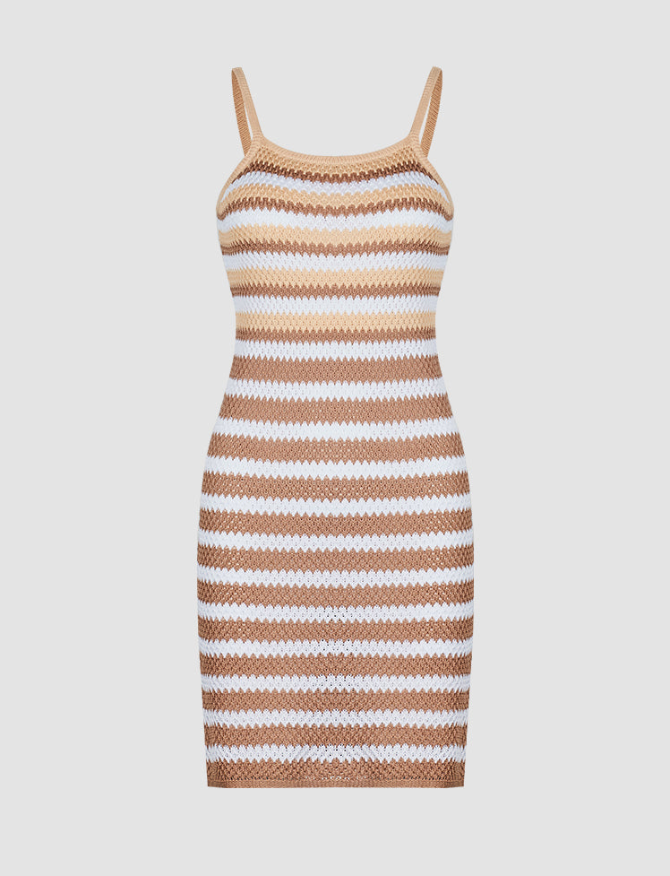 Color Crochet Stripe Cami Dress
