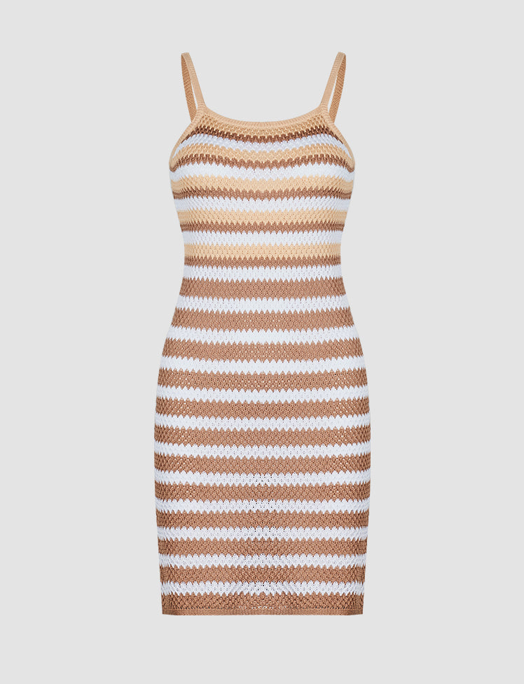 Color Crochet Stripe Cami Dress