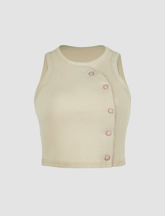 Buttons Solid Tank Top