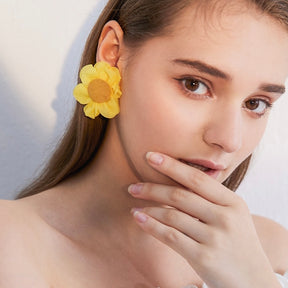 Fabric Flower Earrings