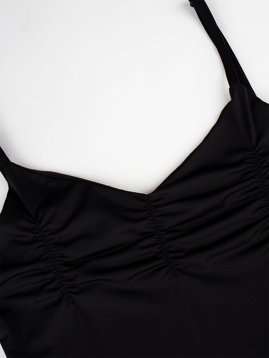 Black Hem Split Silky Dress