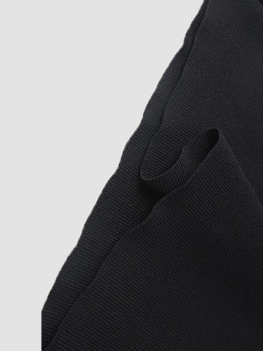 Black Knitted Button Tank Top