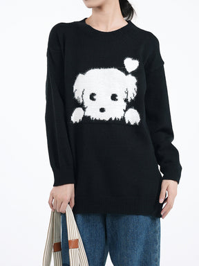 Puppy Pattern Knit Sweater