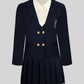 Embroidered Blazer Short Jacket + Pleated Skirt + Apricot Blouse Three Piece Set