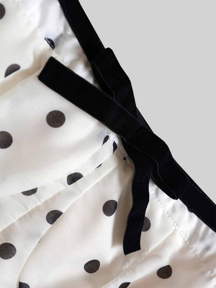 Black And White Polka Dot Knitted Patchwork Dress