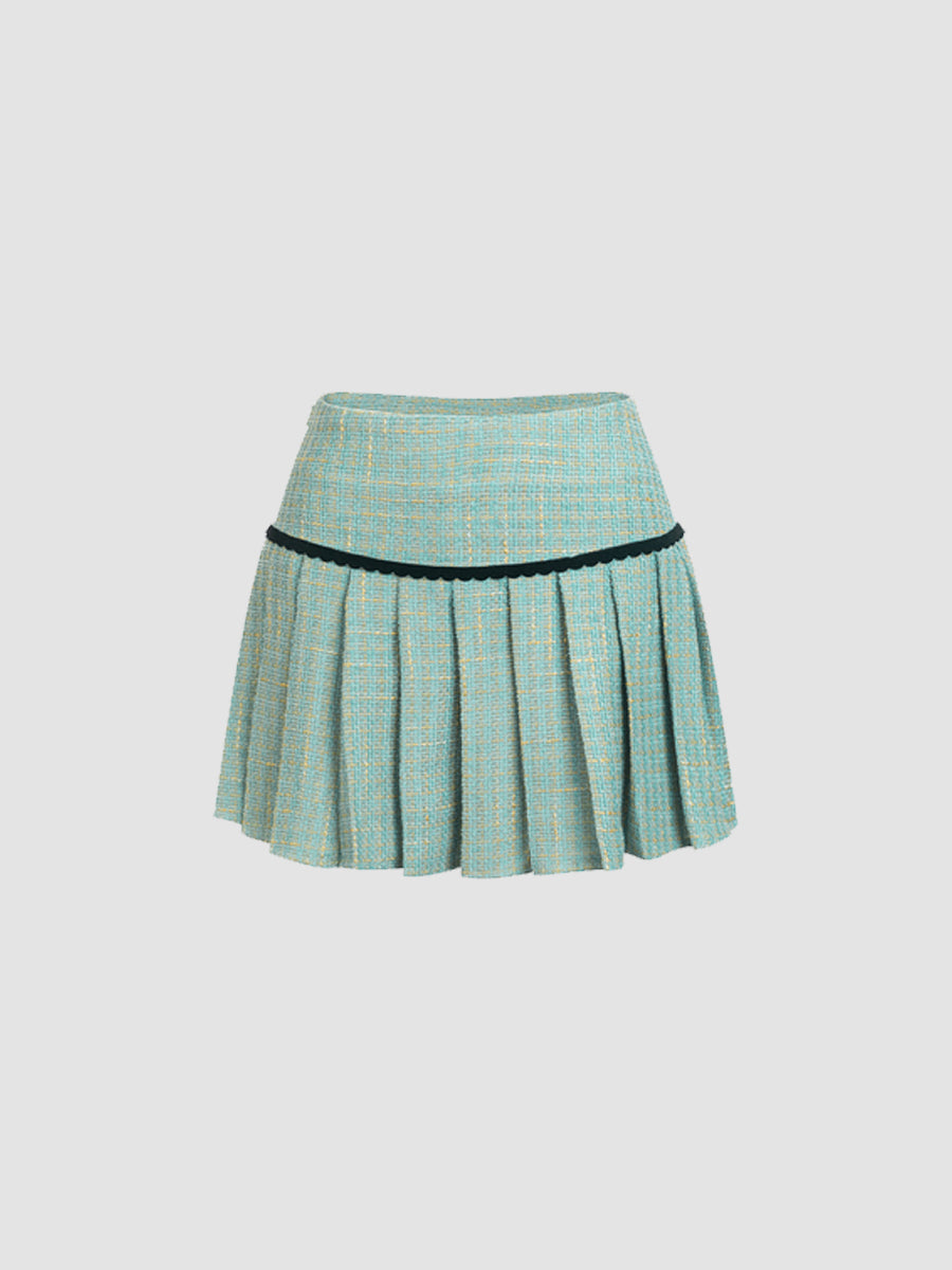 Green Bow Tweed Top&Skirt Set