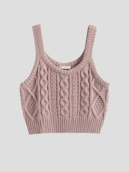 Stacked Twist Knit Vest Sweater