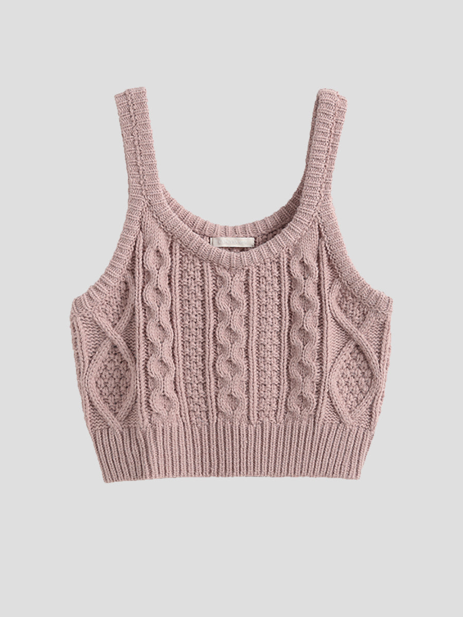 Stacked Twist Knit Vest Sweater Cami Top