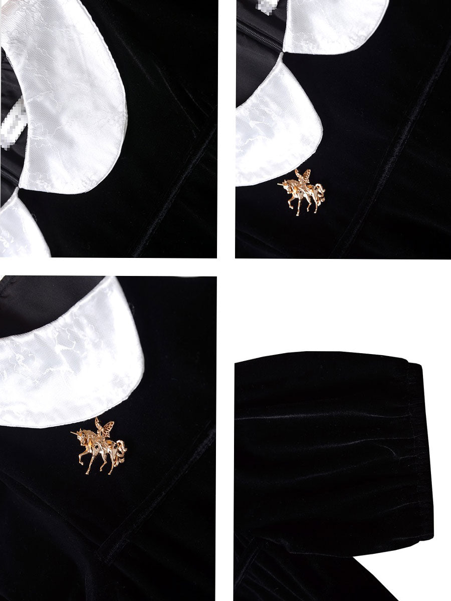 Black Velvet Doll Collar Dress