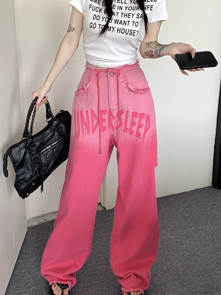 UNDERSLEEP Pink Denim Loose Jeans