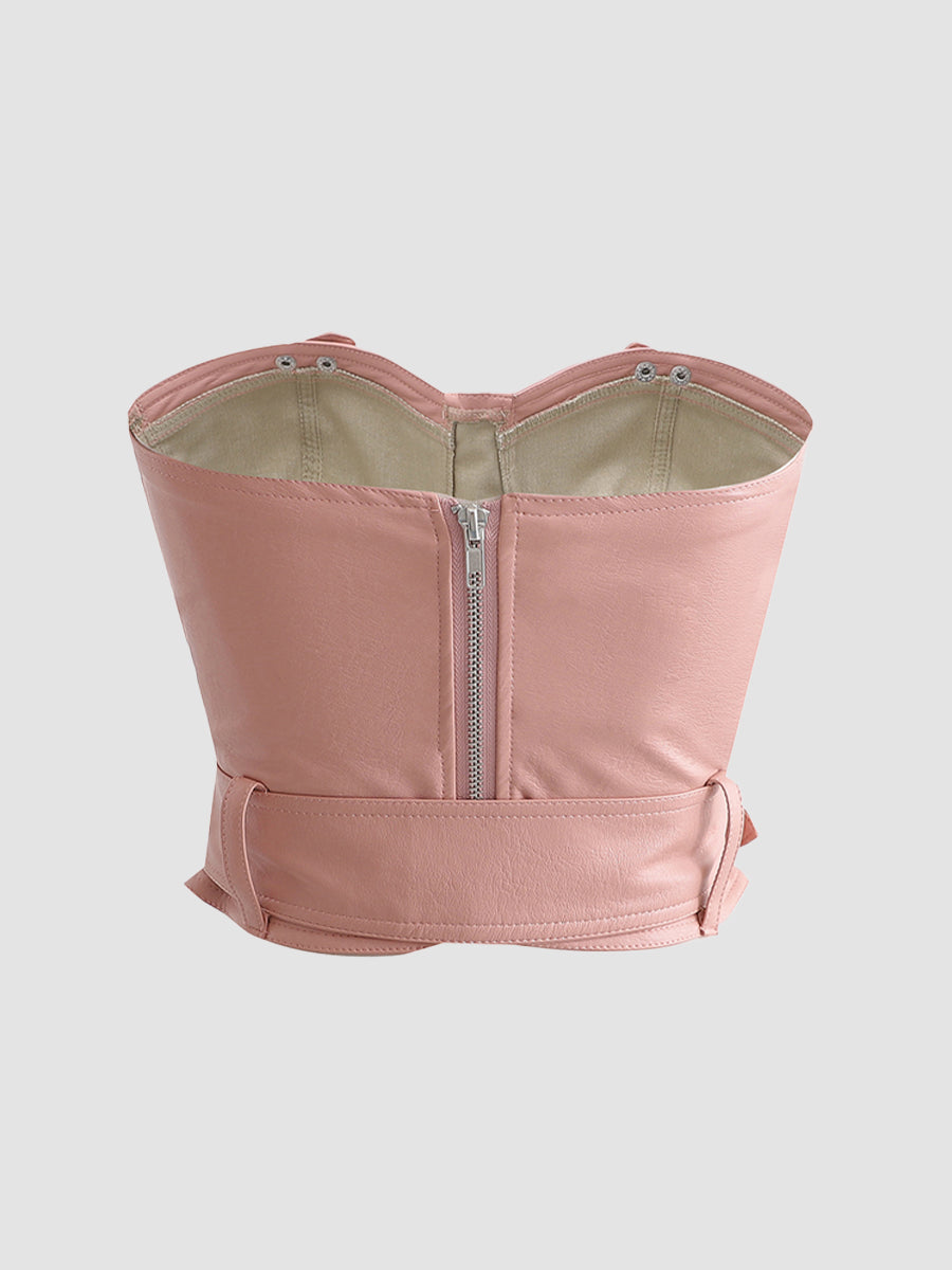 PU Leather Slim Fit Bralette Top